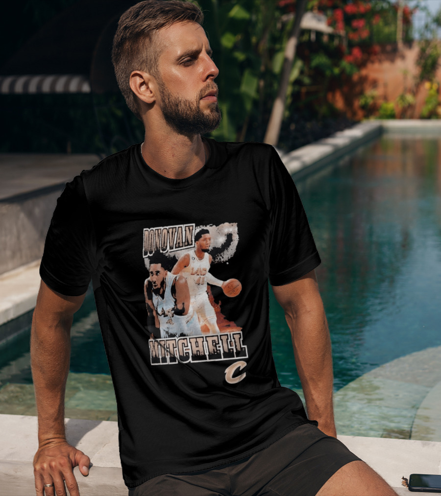Donovan Mitchell Cleveland Cavaliers Player Portrait With Team T-Shirt
