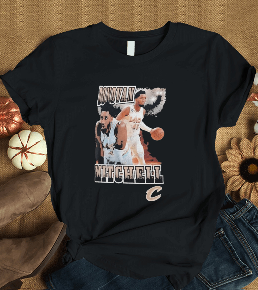 Donovan Mitchell Cleveland Cavaliers Player Portrait With Team T-Shirt