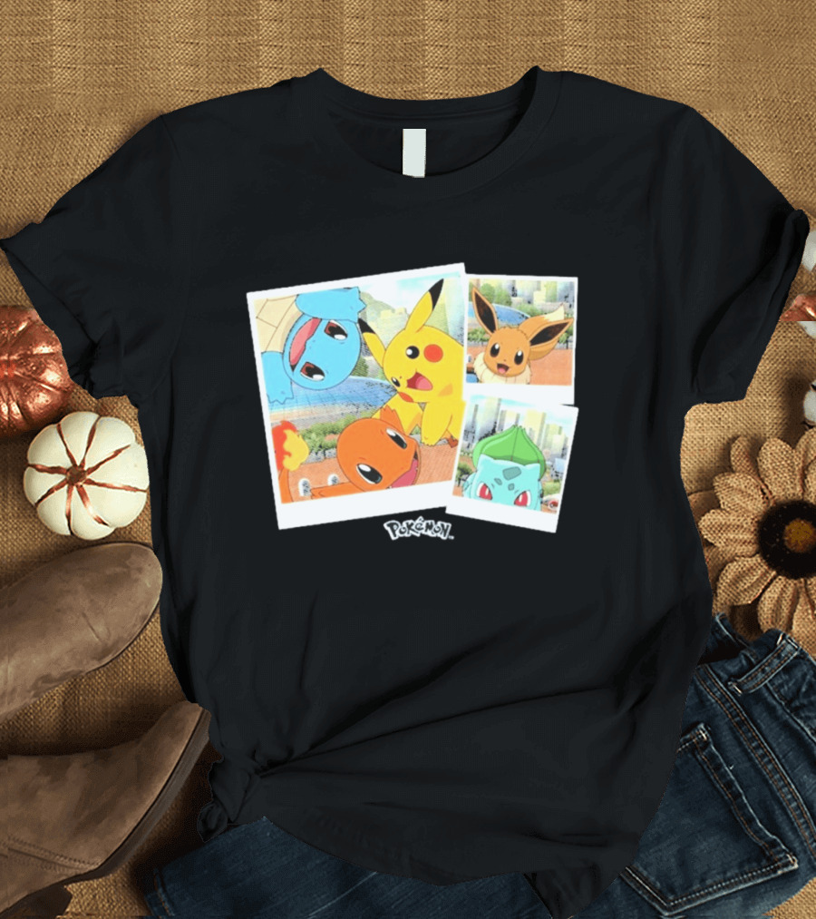 Pokemon Squirtle Pikachu Charmander Waterfront Adventure T-Shirt