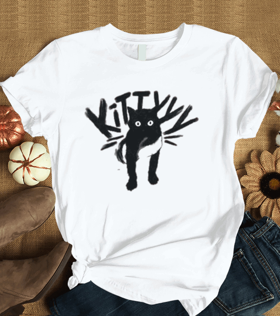 Caseoh's Kitty Cat Playful Black Silhouette With Whiskers T-Shirt