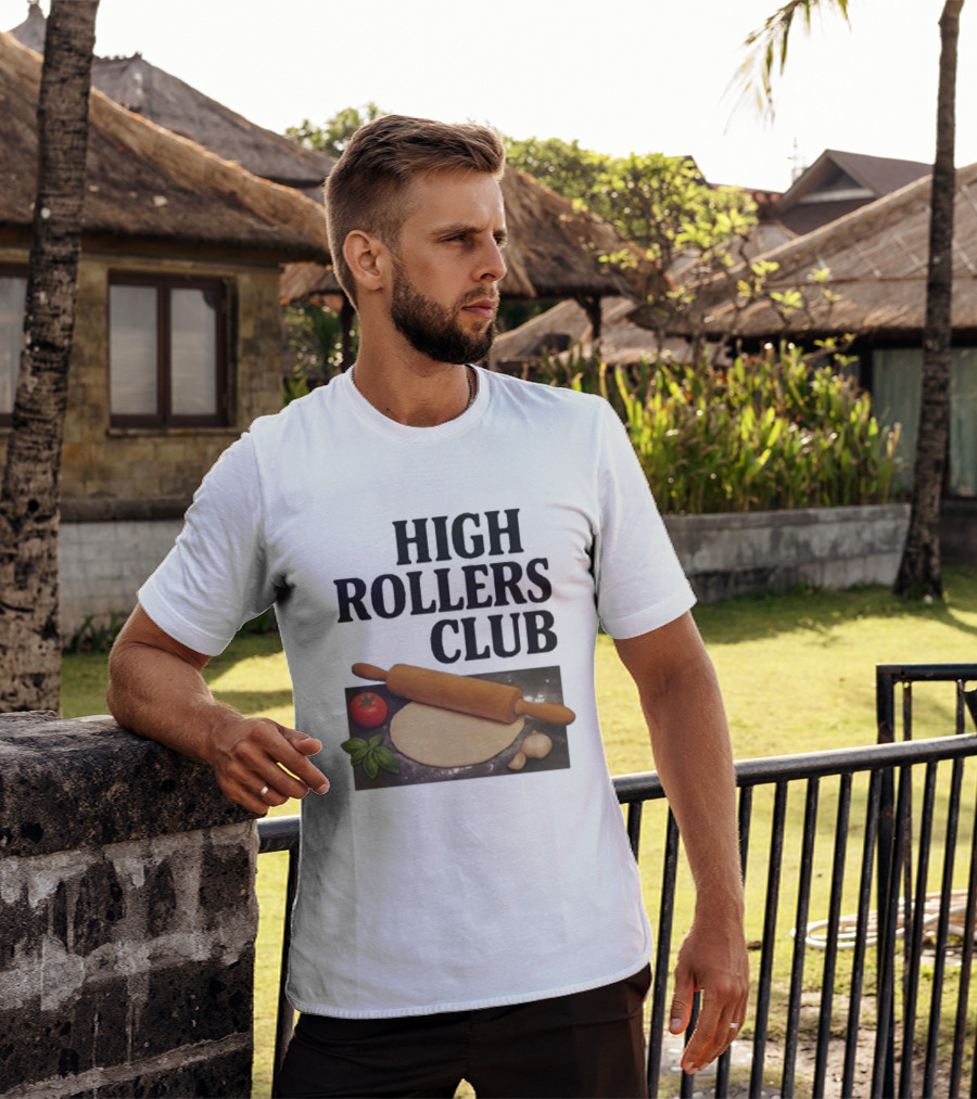 High Rollers Club Sebastian Maniscalco Cooking Pizza Rolling Pin T-Shirt
