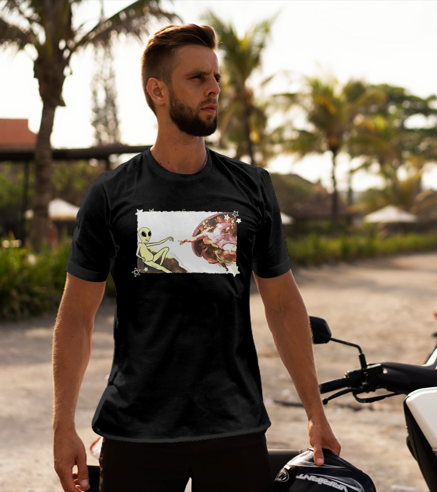 Big And Tall The Creation Of Aliens Extraterrestrial Renaissance Humor T-Shirt