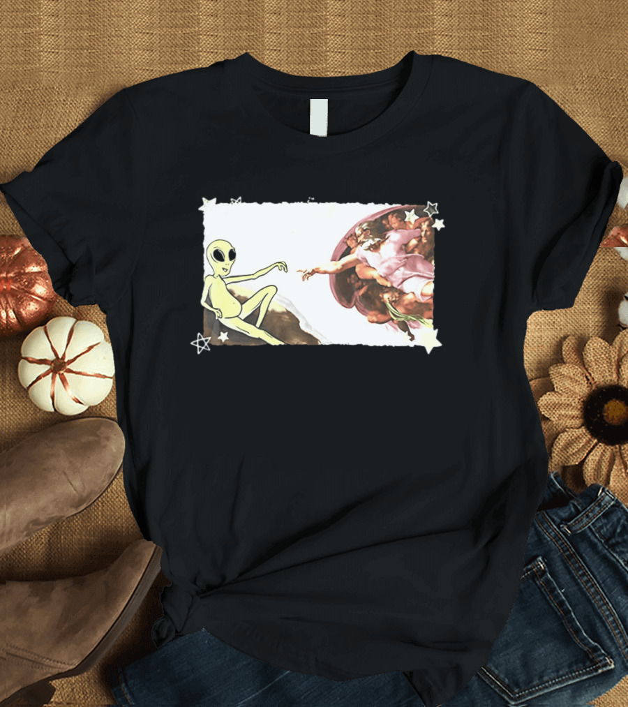 Big And Tall The Creation Of Aliens Extraterrestrial Renaissance Humor T-Shirt