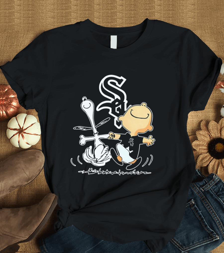 Charlie Brown Snoopy Chicago White Sox Dance Peanuts Comic Strip T-Shirt