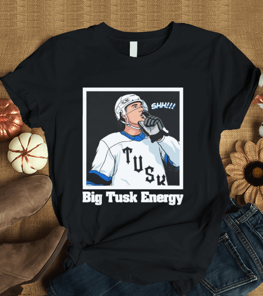 Big Tusk Energy Hockey Shhh Tusk Player White Uniform T-Shirt