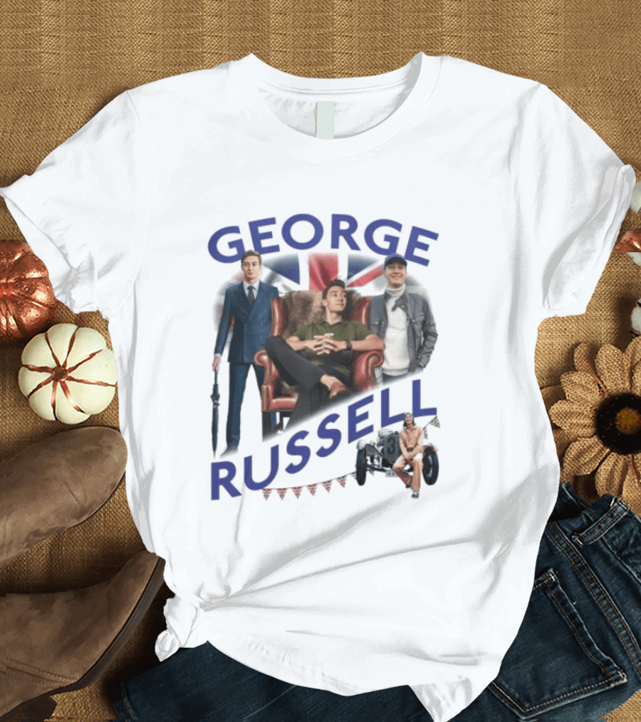 George Russell Formula 1 Driver Fashion And Lifestyle Collage T-Shirt