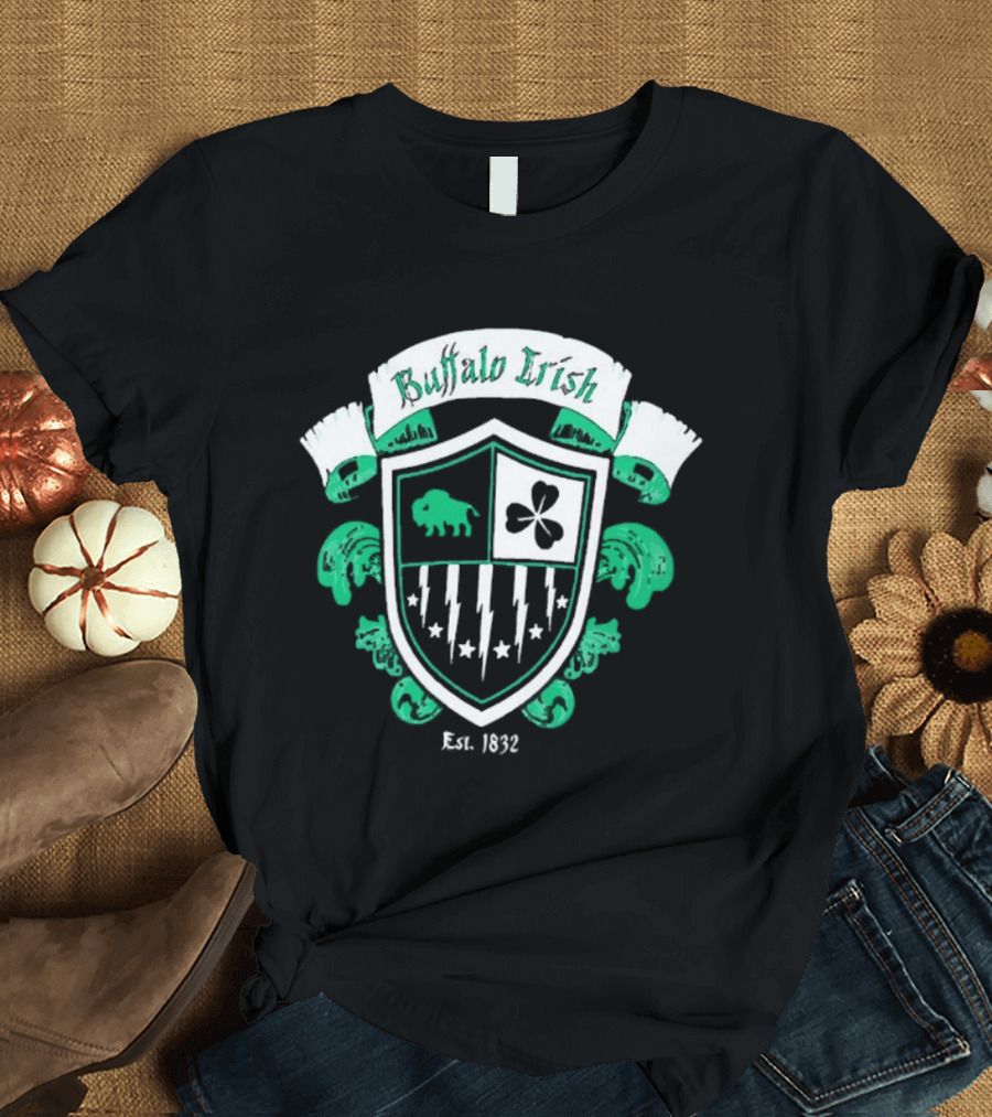Buffalo Irish Est 1832 Shamrock And Stars St Patrick's Day Free Shipping T-Shirt