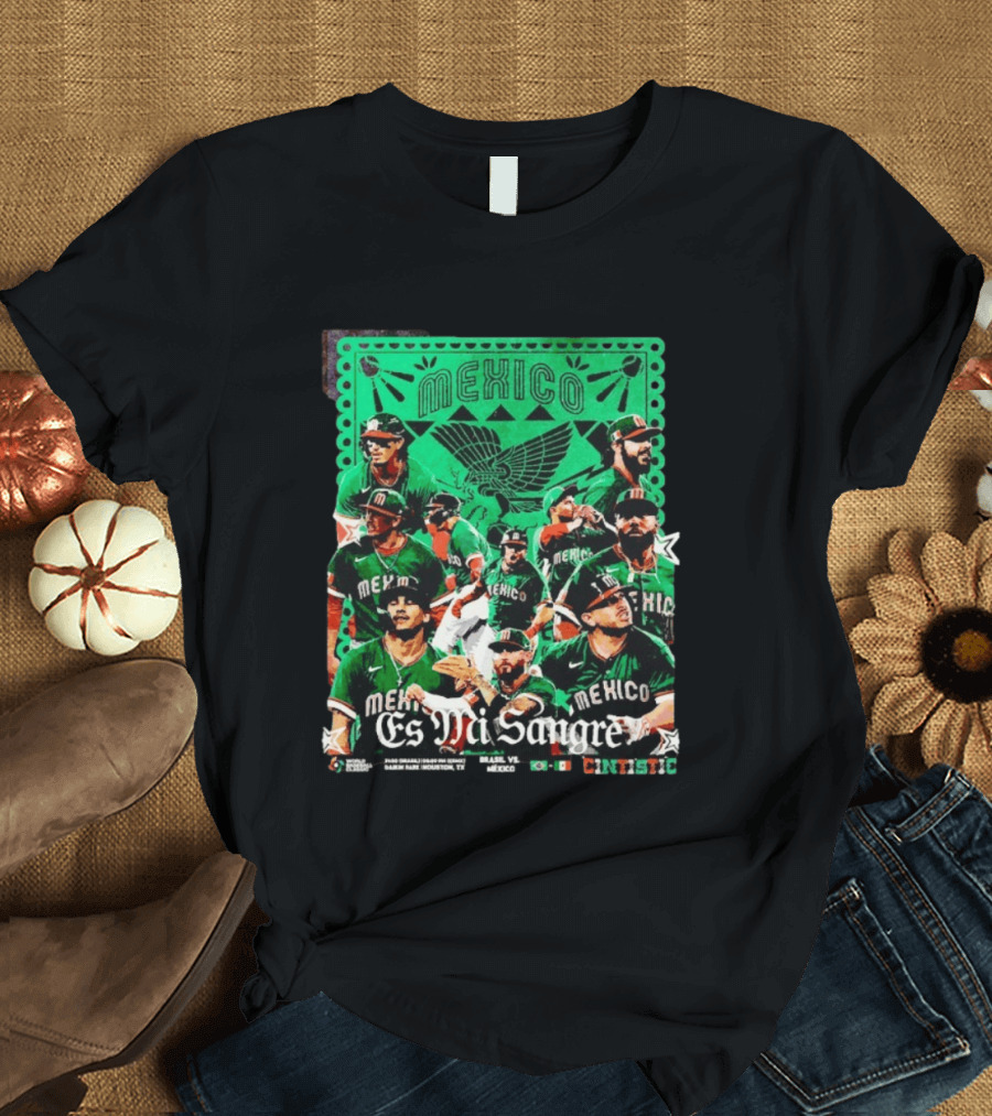 Mexico Es Mi Sangre 2026 World Baseball Classic Brasil Houston Baseball Players T-Shirt