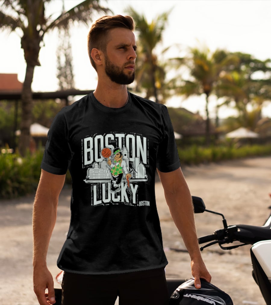 Boston Celtics Lucky City Basketball Skyline T-Shirt