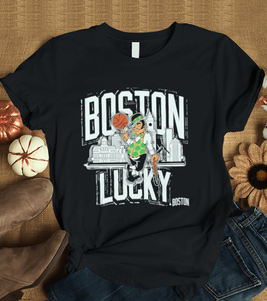Boston Celtics Lucky City Basketball Skyline T-Shirt