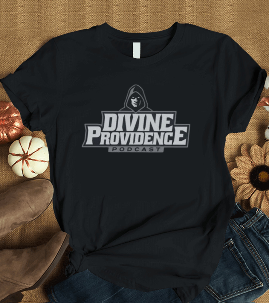 Divine Providence Podcast Emblem With Hooded Figure T-Shirt