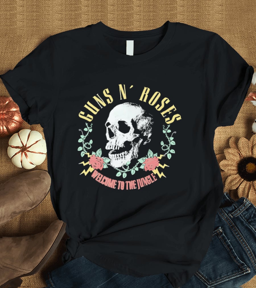 Guns N' Roses Skull Welcome To The Jungle Roses T-Shirt