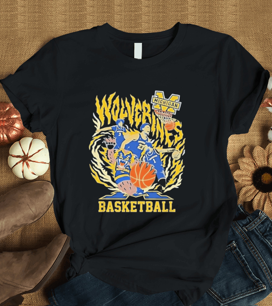 Michigan Wolverines NCAA Final Four 2026 Basketball Players Bear T-Shirt