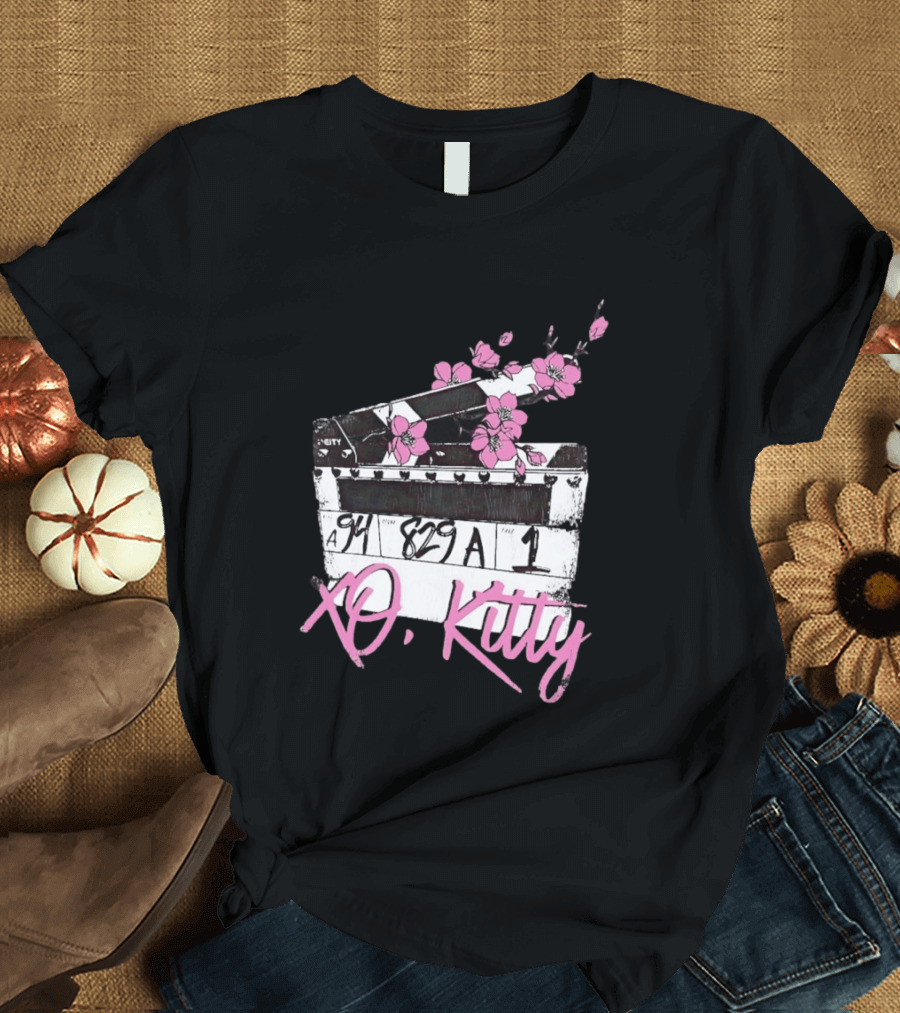 XO Kitty Film Clapperboard with Pink Flowers T-Shirt