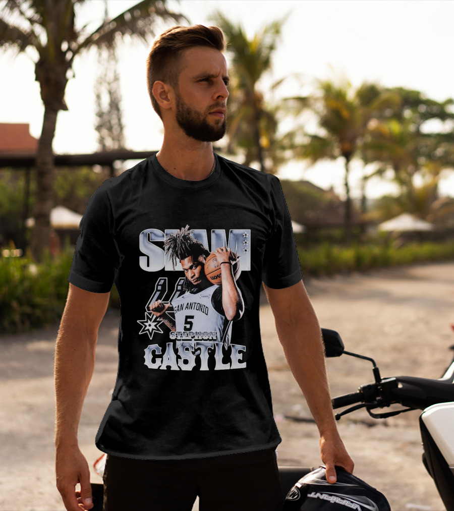 San Antonio Spurs Stephon Castle Slam Basketball T-Shirt
