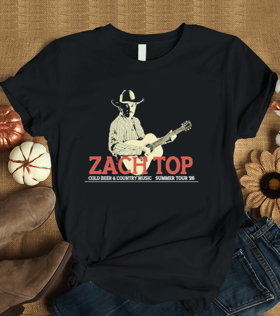 Zach Top Cold Beer Country Music Summer Tour 2026 Cowboy Guitar T-Shirt