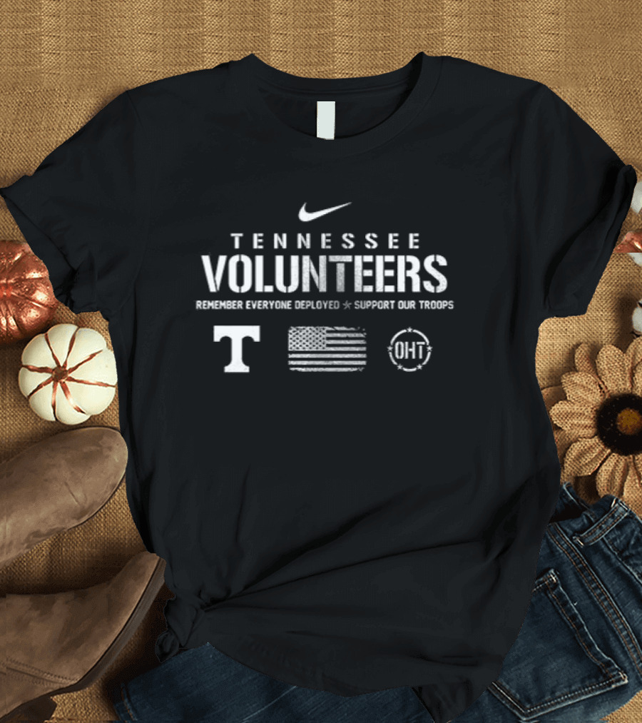 Nike Tennessee Volunteers Remember Everyone Deployed Support Our Troops Tennessee Flag OHT T-Shirt