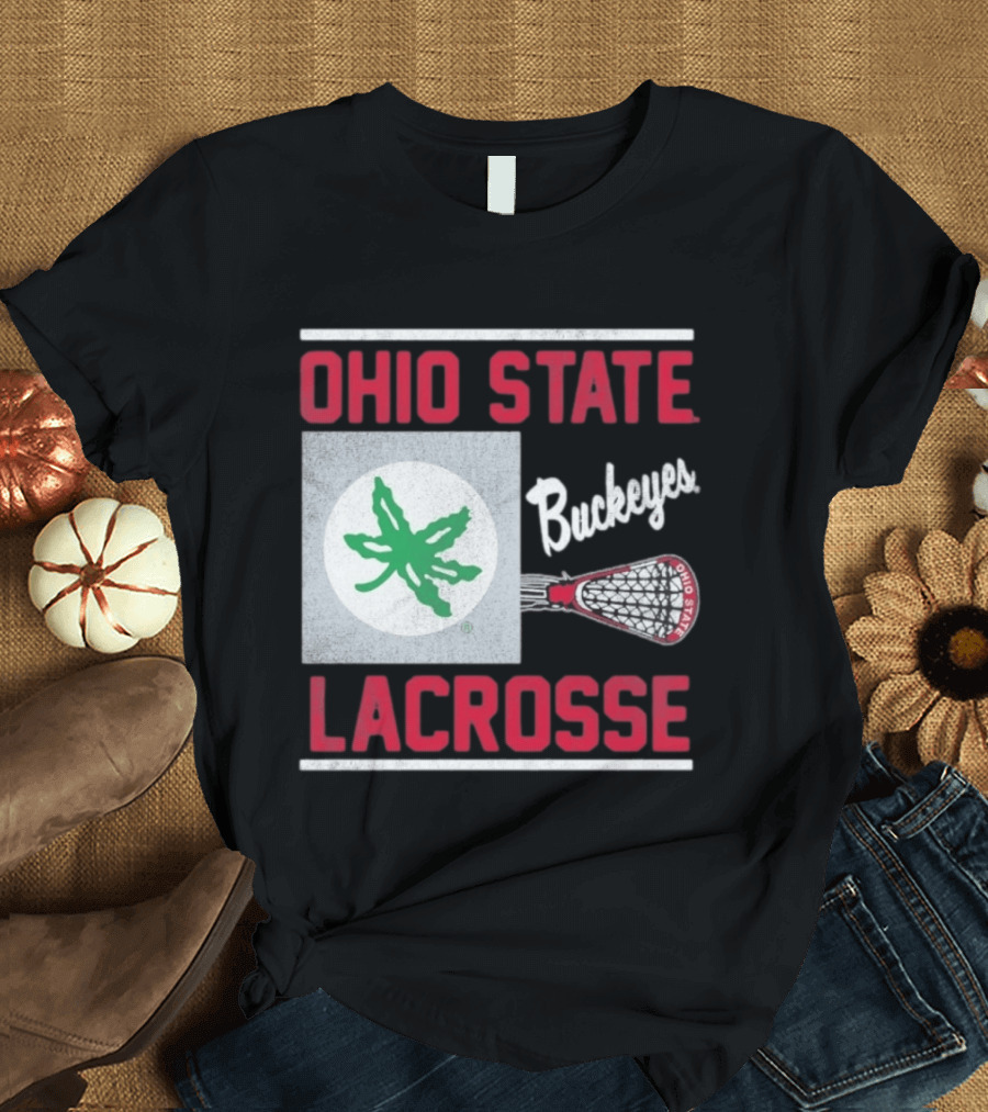 Ohio State Buckeyes Lacrosse Team Stick With Green Leaf T-Shirt