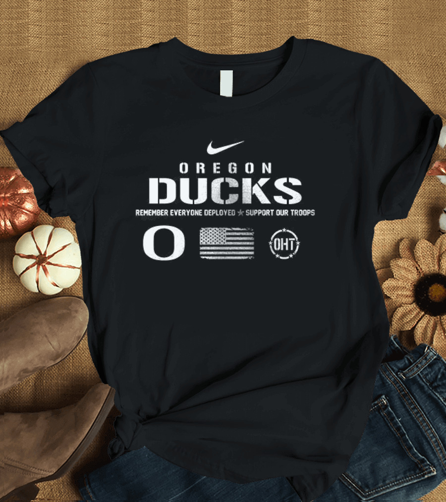 Nike Oregon Ducks Remember Everyone Deployed Support Our Troops Red Friday T-Shirt