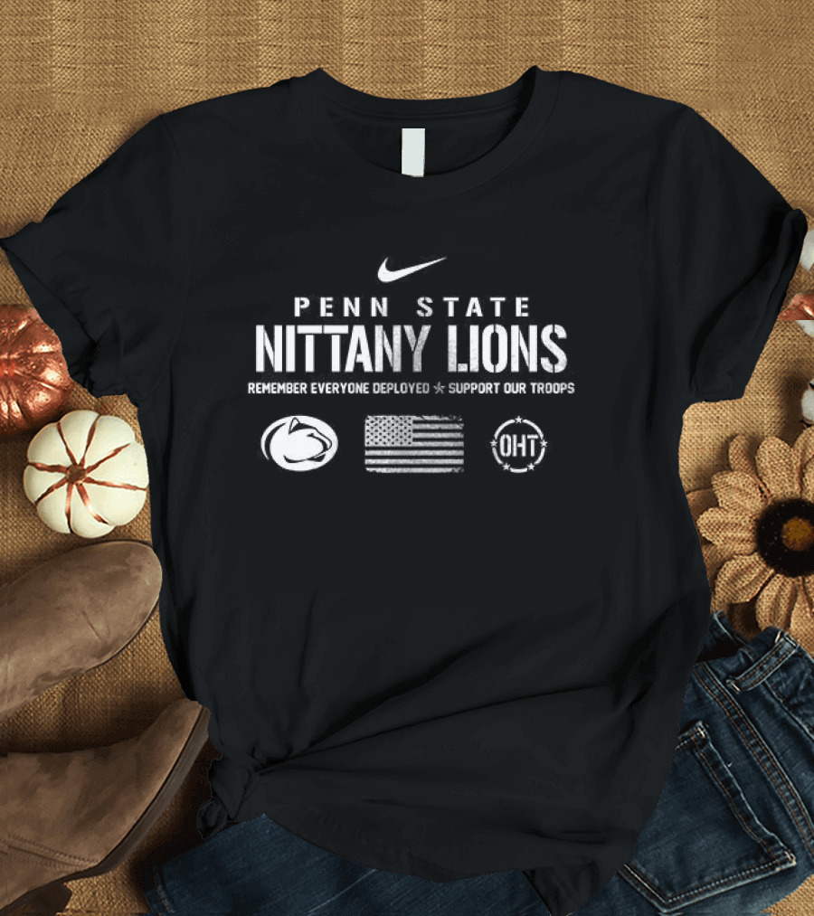 Penn State Nittany Lions Nike Support Our Troops Remember Everyone Deployed American Flag T-Shirt