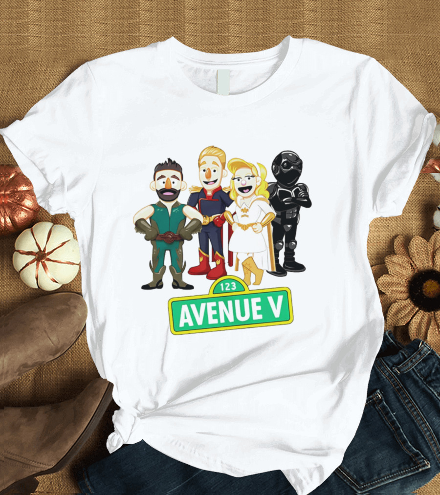 123 Avenue V Cartoon Characters Crossover Ensemble T-Shirt