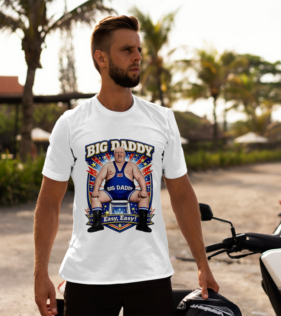 Big Daddy Easy Easy British Wrestler Stars Stripes T-Shirt