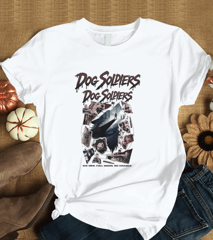 Dog Soldiers Horror Movie Inspired Design With Dramatic Red And Blue T-Shirt