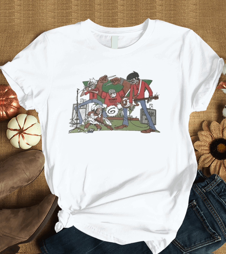 Gorillaz Character Band Illustration With Instruments T-Shirt