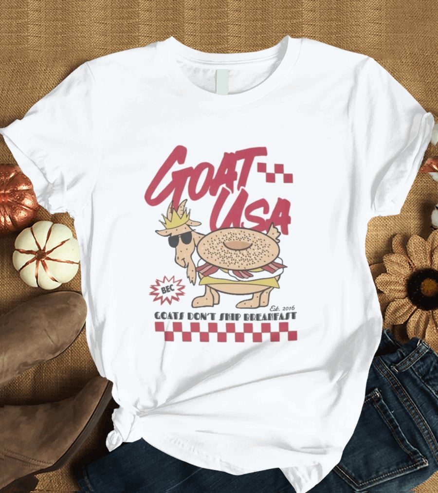 GOAT USA Bagel Goat Goats Don't Skip Breakfast T-Shirt