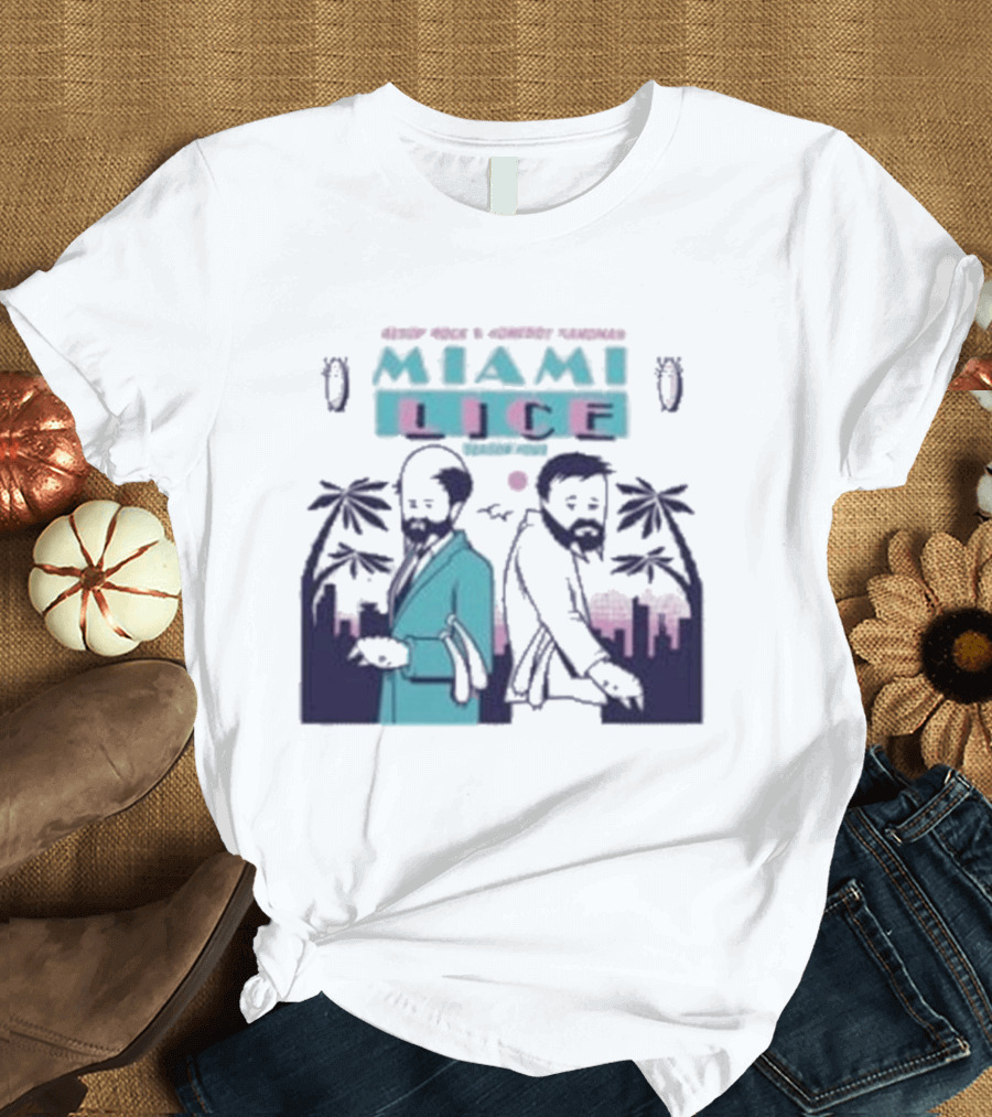 Aesop Rock Homeboy Sandman Miami Lice Retro Palm Trees 80s T-Shirt