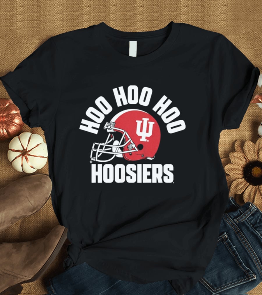 Indiana Hoosiers Hoo Hoo Hoo Football Helmet Logo Hoosiers T-Shirt