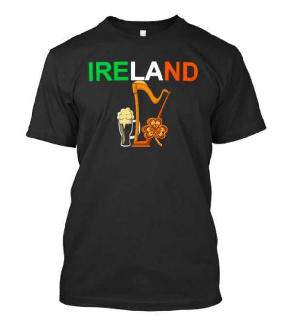Ireland Heritage Land Harp Beer Clover T-Shirt