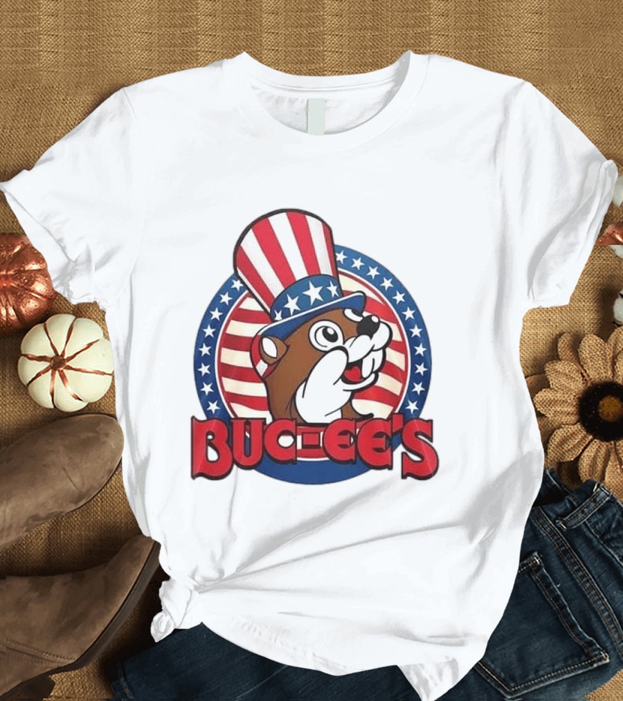 Buc Ee's Patriotic Uncle Sam Beaver USA Stars And Stripes 250th Anniversary T-Shirt