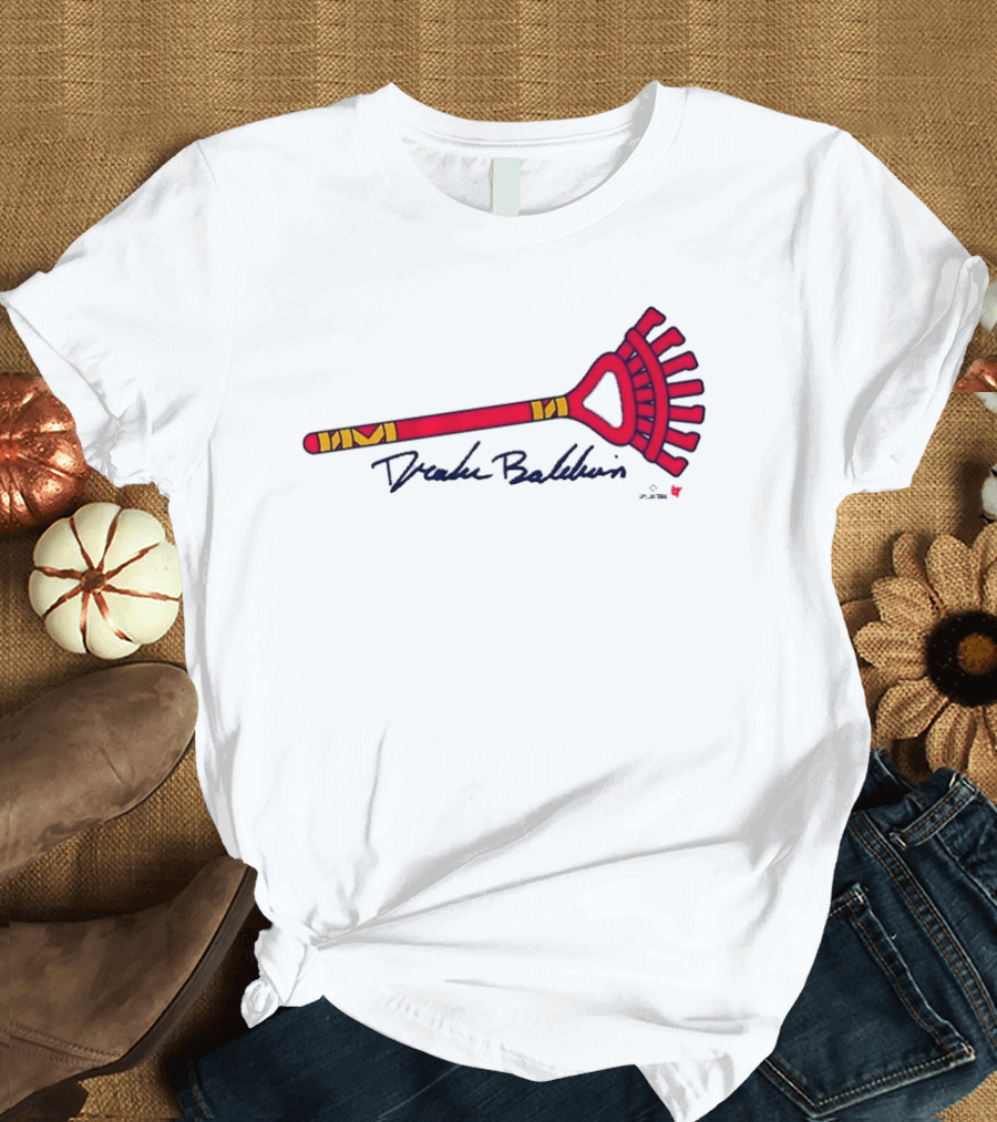 Drake Baldwin Red Yellow Rake Drawing T-Shirt