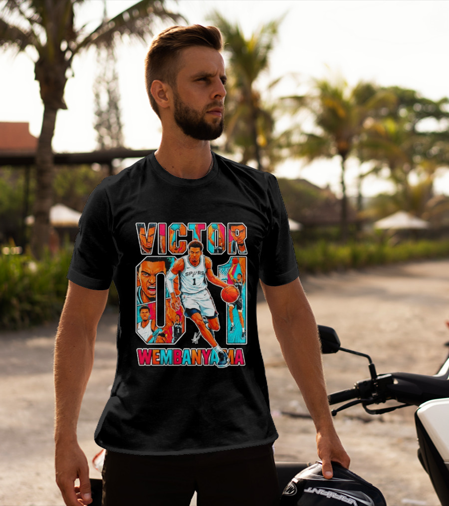 Victor Wembanyama No 1 San Antonio Spurs Comic Fiesta T-Shirt