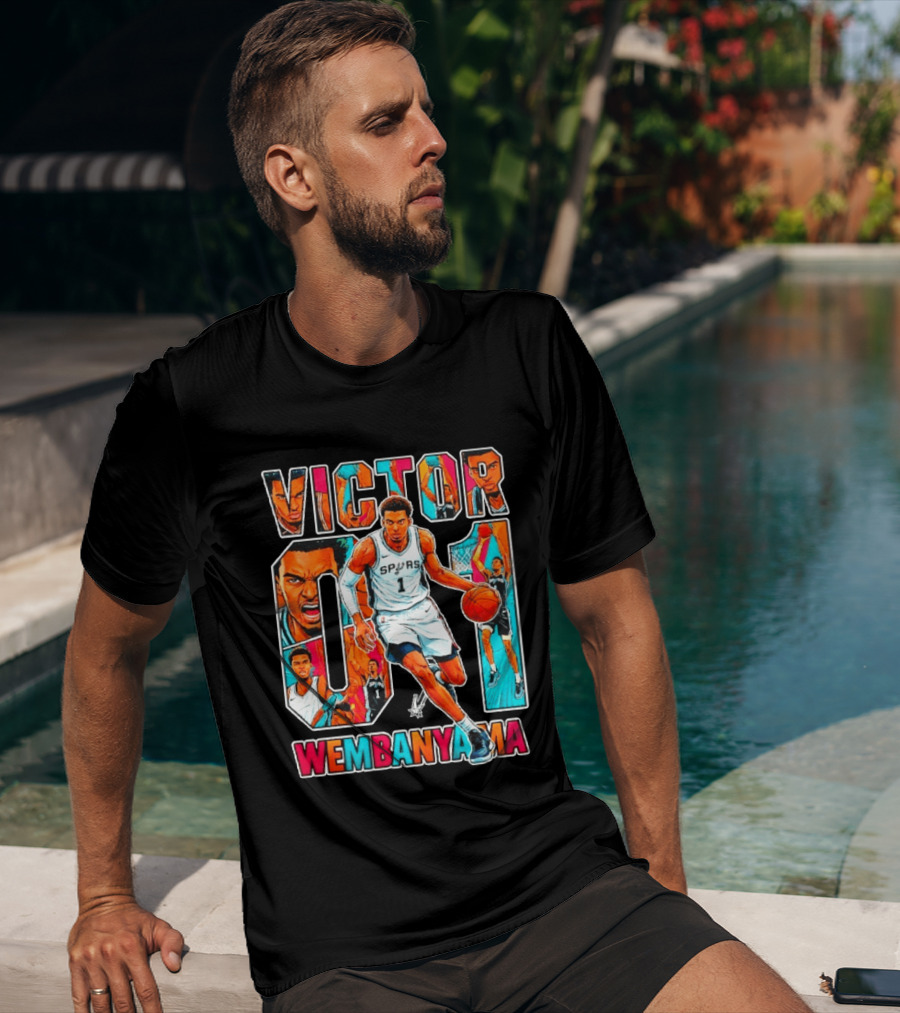 Victor Wembanyama No 1 San Antonio Spurs Comic Fiesta T-Shirt