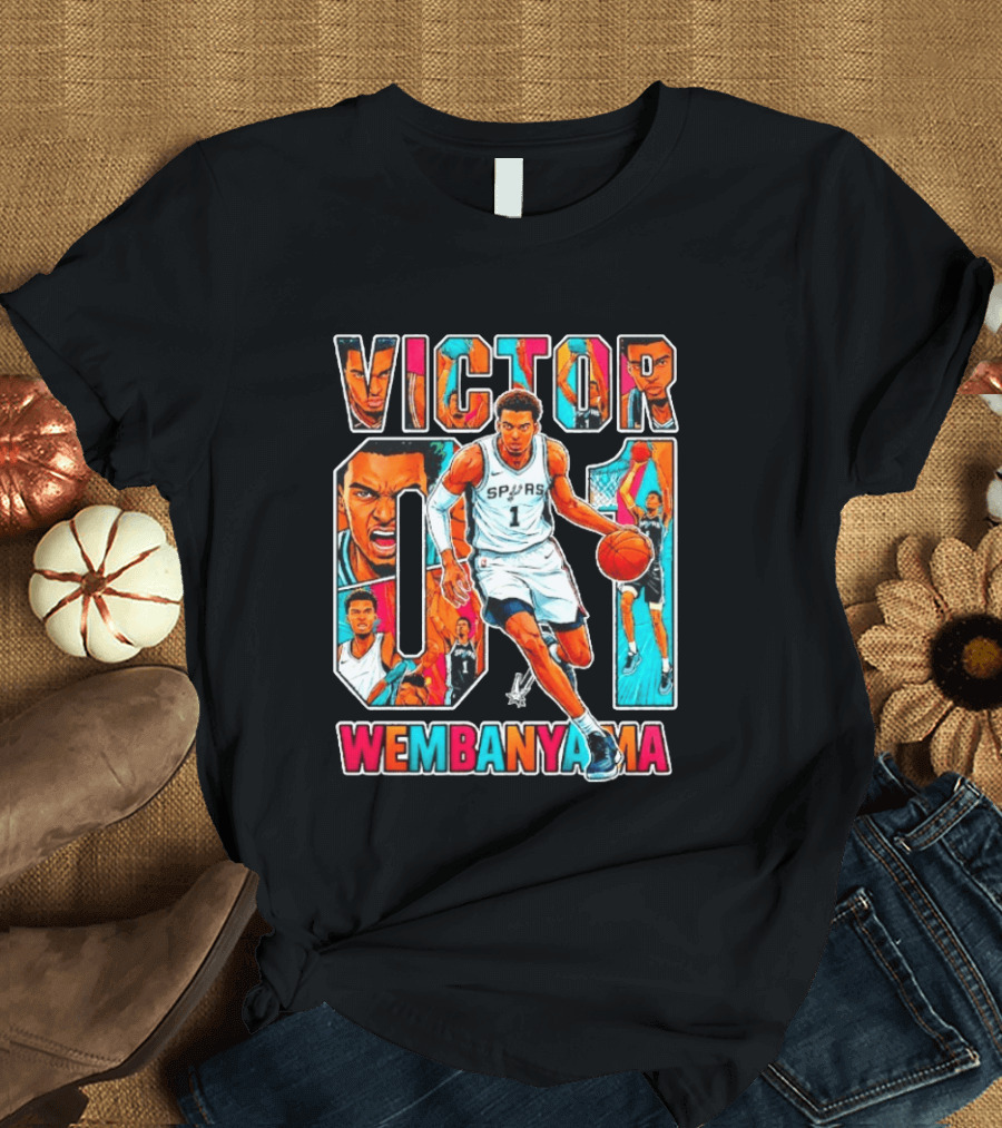 Victor Wembanyama No 1 San Antonio Spurs Comic Fiesta T-Shirt