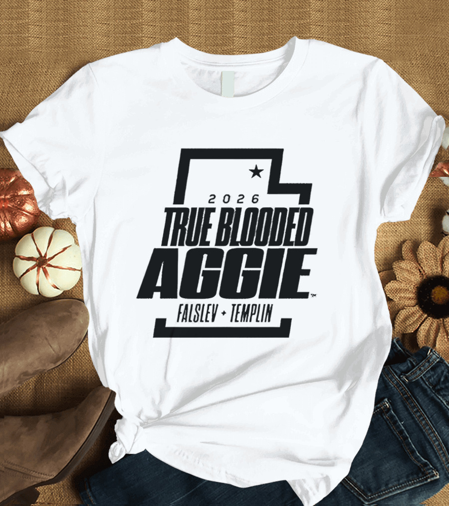 True Blooded Aggie Falslev Templin 2026 Utah State Outline Star T-Shirt