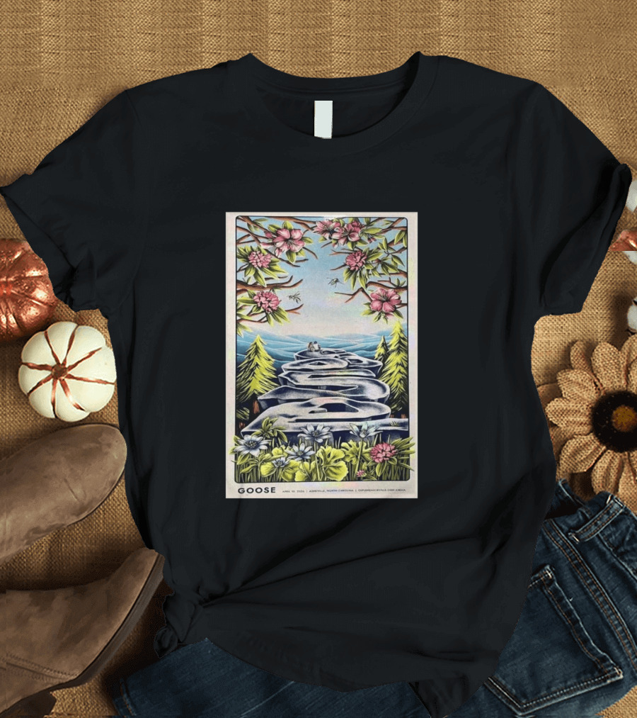 Goose April 10 2026 Asheville North Carolina Concert Florals And Pathway T-Shirt