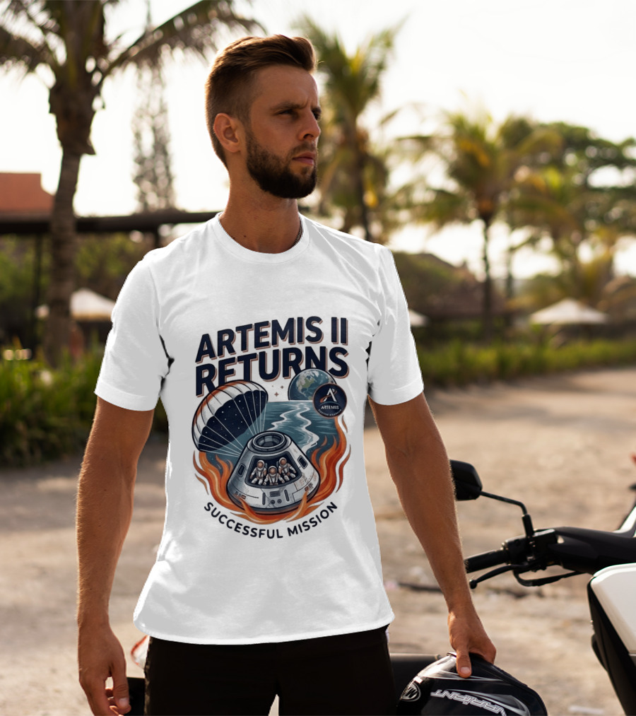Artemis II Returns Successful Mission Capsule Parachute Earth T-Shirt