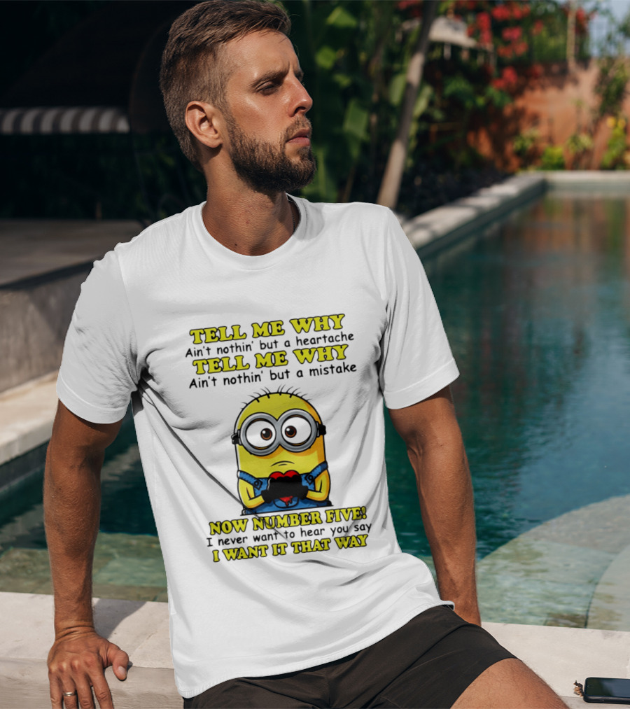 Tell Me Why Ain't Nothin' But A Heartache Mistake Minion I Want It That Way Number Five T-Shirt