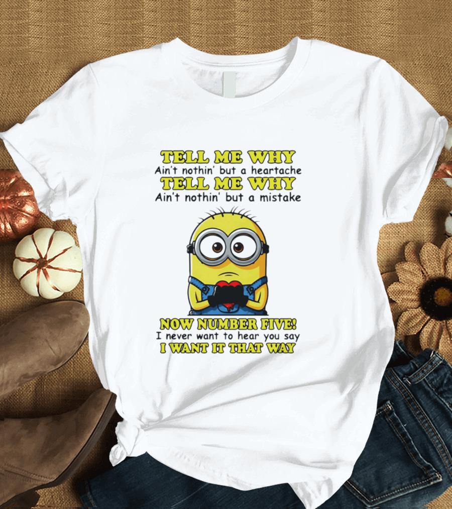Tell Me Why Ain't Nothin' But A Heartache Mistake Minion I Want It That Way Number Five T-Shirt