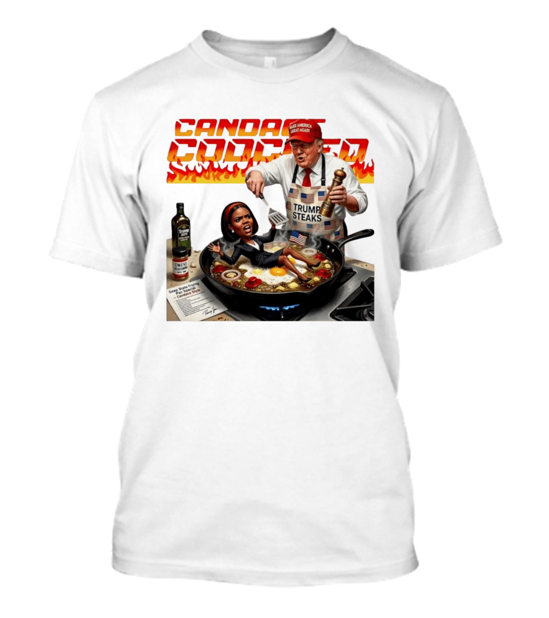 Candace Cooked Meme Trump Steaks Frying Pan Comedy T-Shirt
