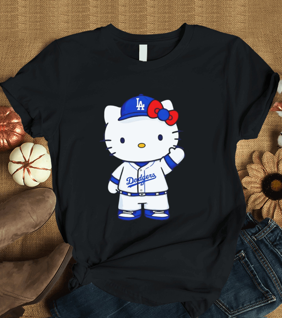 Hello Kitty Los Angeles Dodgers MLB Baseball Collaboration Fan T-Shirt