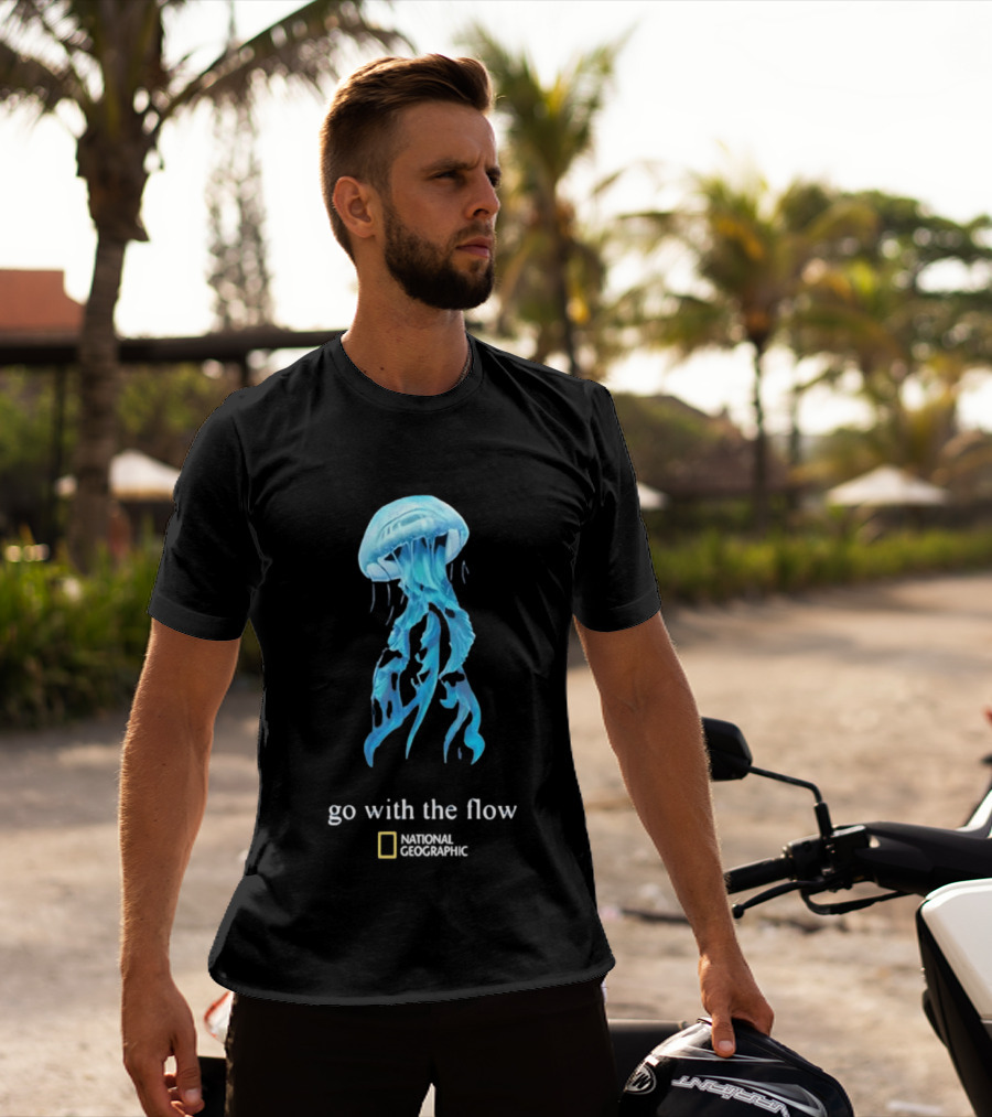 Jellyfish Go With The Flow National Geographic Blue Ocean T-Shirt