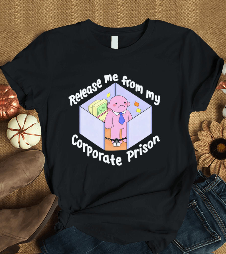 Release Me From My Corporate Prison Cubicle Cartoon T-Shirt