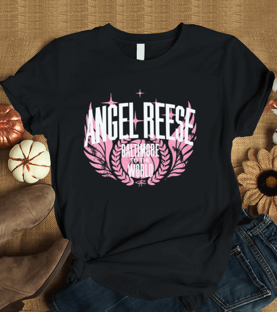 Angel Reese Baltimore To The World Laurel Wings Star Motif T-Shirt
