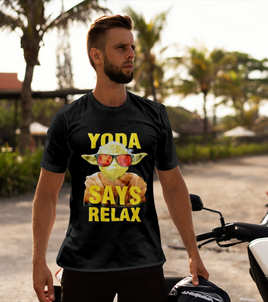 Yoda Says Relax Sunglasses Funny Jedi Master T-Shirt
