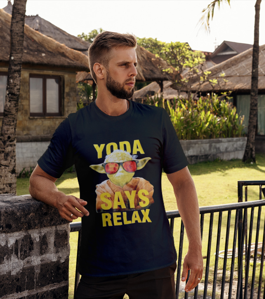 Yoda Says Relax Sunglasses Funny Jedi Master T-Shirt