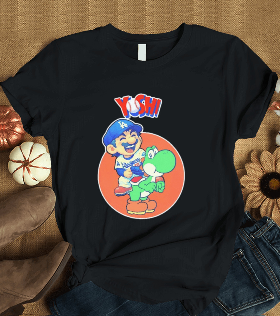 Yoshinobu Yamamoto Los Angeles Dodgers MLB Yoshi Cartoon Dodger Gear T-Shirt